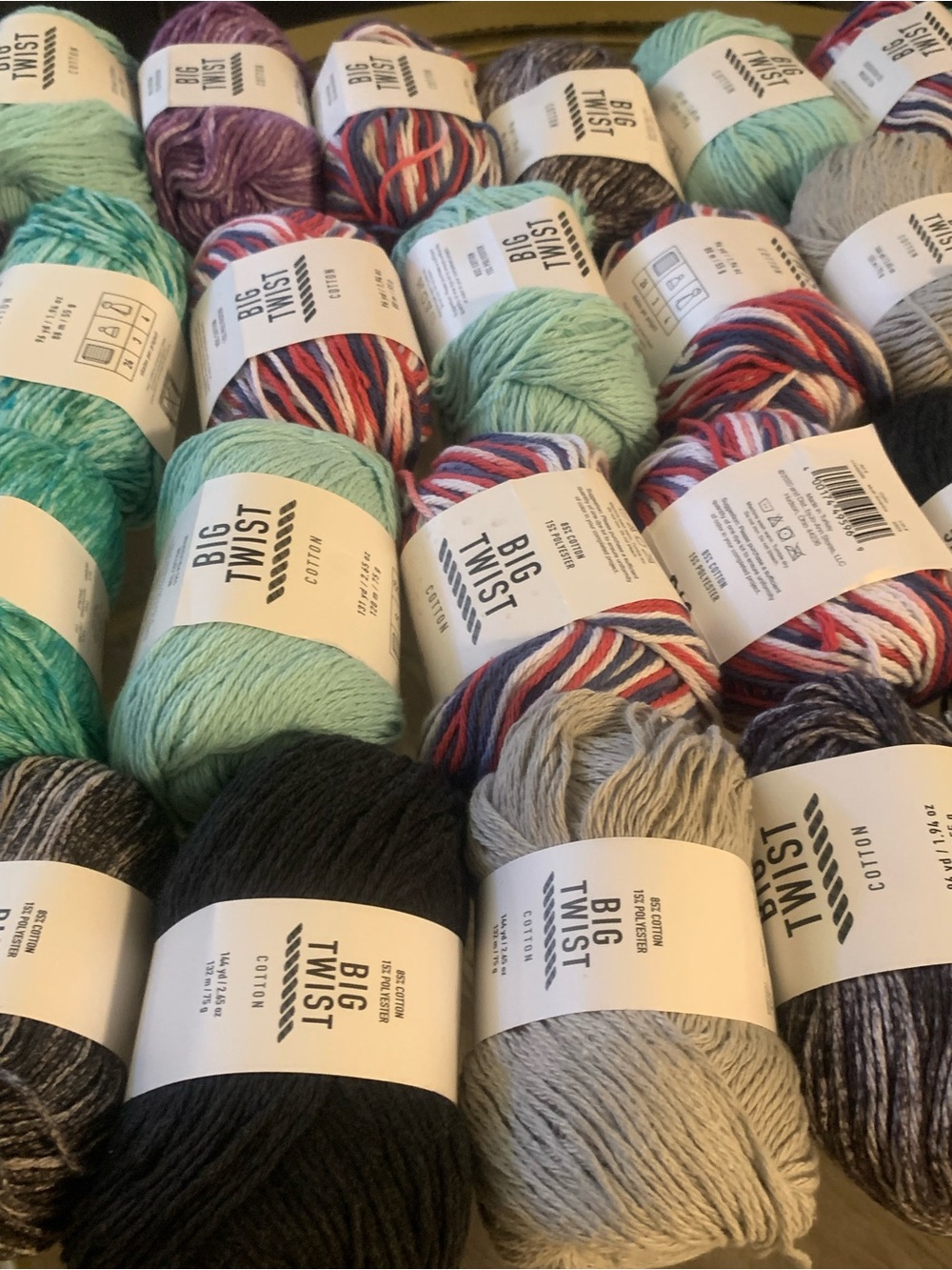 33 Cotton Yarn Bundle in Mint, Multicolor, Gray, Black